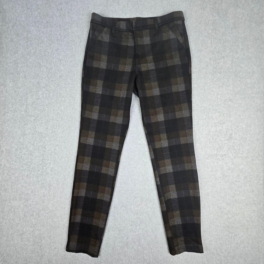 Kut from the Kloth Womens 10 Plaid High Rise Fab Ab Skinny Trouser Pants